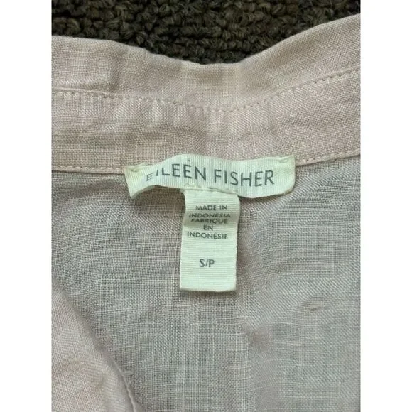 Womens Eileen Fisher Organic Linen Button Collar Top Blouse Pale Pink Small - Picture 5 of 6